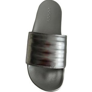 🌹Women’s Slides Size 11 Adidas ADILETTE COMFORT Silver Metallic Core Black